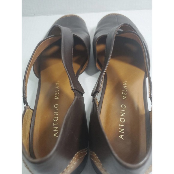 Antonio Milani Leather Slip On Flats Size 10 Criss Cross Strap Colorblock Brown - Picture 7 of 11